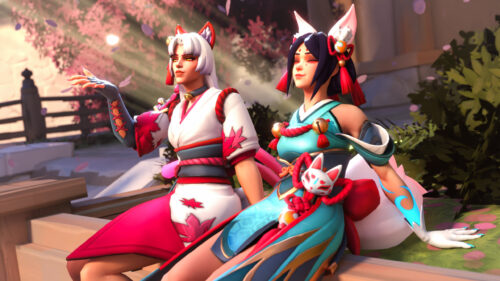 Overwatch Kiriko and Fox Spirit Duo Japanese Shrine 4K PC Wallpaper