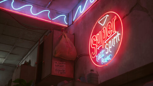 Super Spirit Neon Sign Aesthetic Cyberpunk Room 4K Wallpaper