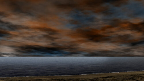 Moody Dark Ocean Coastline with Dramatic Stormy Sky 4K Wallpaper
