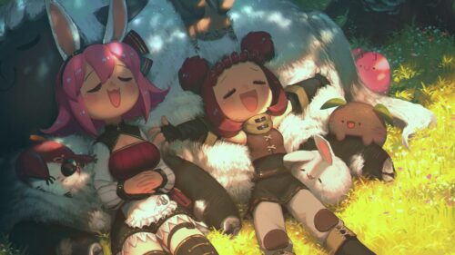 Cute Anime Girls Sleeping with Forest Animals 4K PC Wallpaper