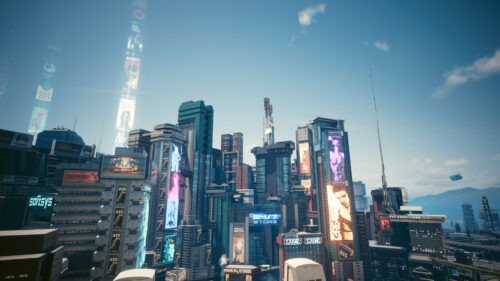 Futuristic Night City Skyline Cyberpunk Desktop Wallpaper
