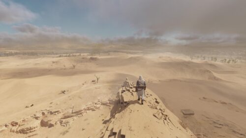 Assassin on Desert Cliff View Assassin’s Creed Origins PC Wallpaper