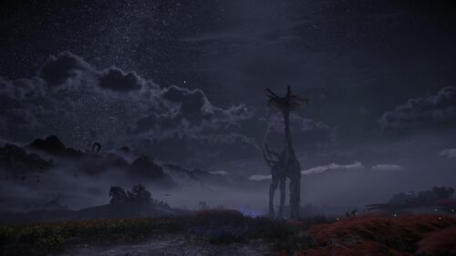 Mystical Tallneck Machine Horizon Forbidden West Night Scenery 4K Wallpaper