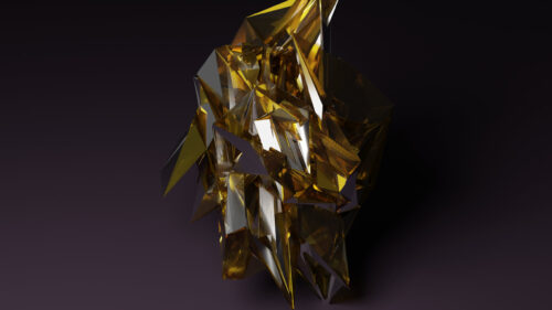 Abstract Golden Crystal Geometric Shape 4K Desktop Wallpaper