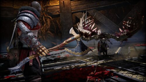 Kratos Facing the Valkyrie in God of War Ragnarok 4K PC Wallpaper