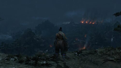Sekiro Shadows Die Twice Samurai Warrior Rainy Night PC Wallpaper