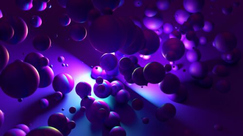 Abstract Neon Purple Floating Spheres 4K Desktop Wallpaper