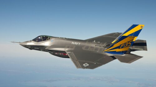 F-35 Lightning II Navy Stealth Fighter Jet in Flight 4K PC Wallpaper