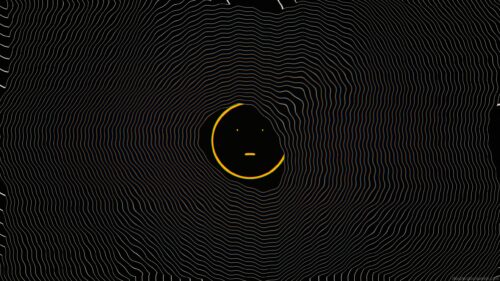 Minimalist Abstract Smiley Face with Hypnotic Wave Lines PC Wallpaper