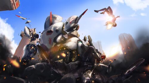 Overwatch DVA Ejecting from Mech Action Scene 4K Wallpaper