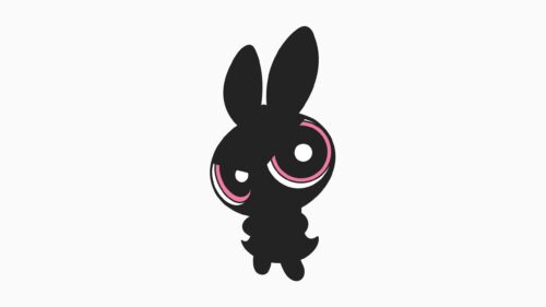 Minimalist Black Silhouette Bunny Character Aesthetic PC Wallpaper