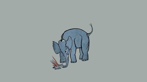 Minimalist Cute Blue Elephant Illustration Desktop Wallpaper