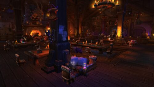 Cozy World of Warcraft Tavern Interior Scene 4K Desktop Wallpaper