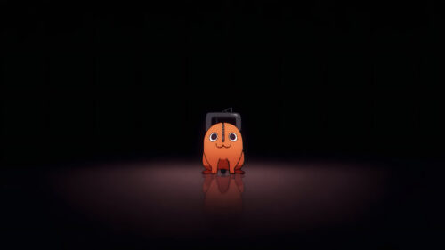 Minimalist Pochita from Chainsaw Man Anime Desktop Wallpaper