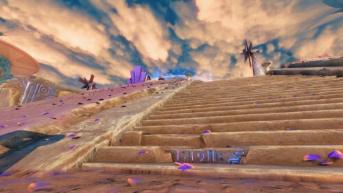 Stunning Sci-Fi Ancient Ruins Staircase Fantasy Landscape 4K Wallpaper