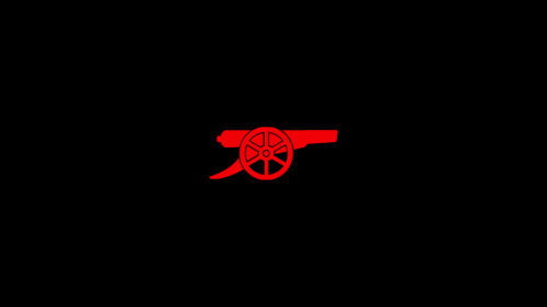 Minimalist Arsenal FC Cannon Red Logo Black Background 4K Wallpaper