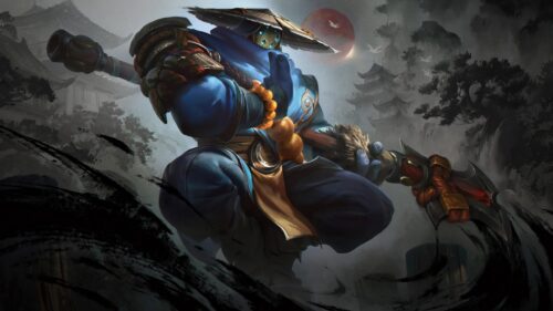 Jax League of Legends God Staff Skin Crouching Warrior 4K Wallpaper