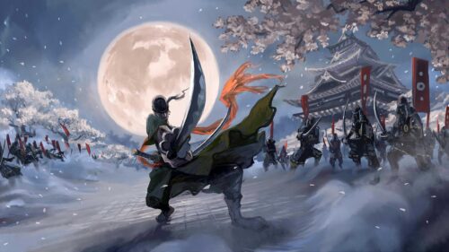 Roronoa Zoro Samurai Battle Under Full Moon PC Wallpaper