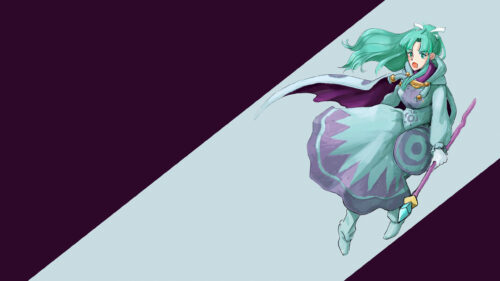 Anime Mage Girl with Teal Hair Fantasy Art Desktop Wallpaper