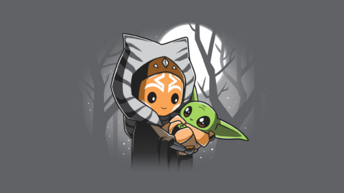 Cute Ahsoka Tano and Grogu Chibi Illustration 4K PC Wallpaper