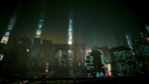 Cyberpunk Night City Skyscrapers Aesthetic PC Wallpaper
