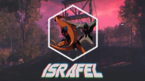 Neon Evangelion Israfel Angel Aesthetic Glitch Desktop Wallpaper