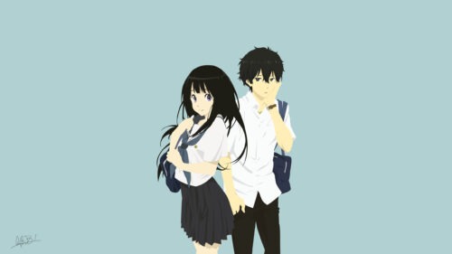 Hyouka Anime Characters Oreki and Chitanda Minimalist PC Wallpaper