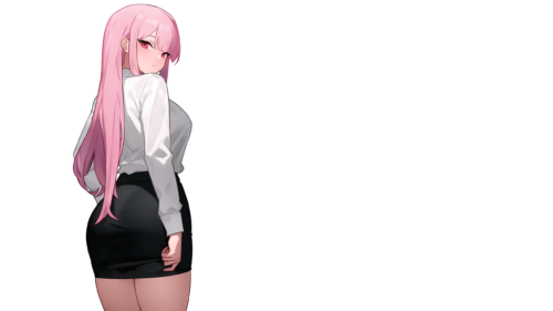 Mori Calliope Pink Hair Anime Girl Minimalist Aesthetic PC Wallpaper