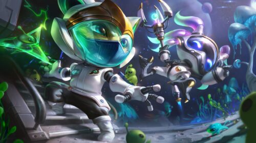 League of Legends Astronaut Teemo and Yuumi Space Mission 4K Wallpaper