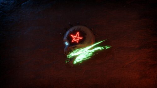 Glowing Pentagram Skull with Magical Green Energy Desktop Wallpaper