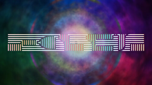 Abstract Geometric Line Art with Vibrant Nebula Background 4K Wallpaper