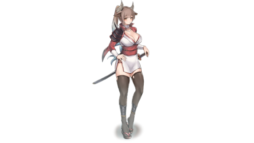 Beautiful Anime Demon Girl Samurai Warrior with Katana PC Wallpaper