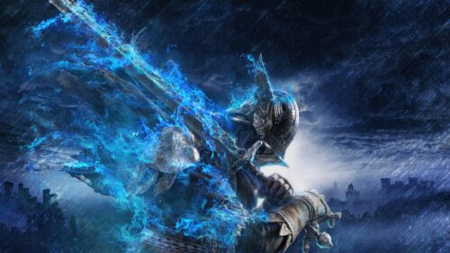 Elden Ring Blue Flame Knight Dark Fantasy Art 4K PC Wallpaper