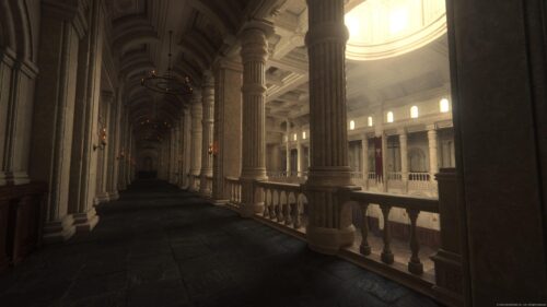 Grand Fantasy Palace Interior Architectural Hallway 4K Wallpaper