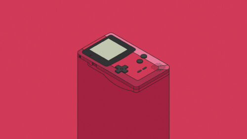 Minimalist Isometric Pink Game Boy Retro Gaming PC Wallpaper