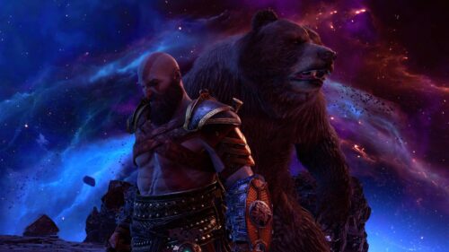 Kratos and Spirit Bear God of War Ragnarok 4K PC Wallpaper