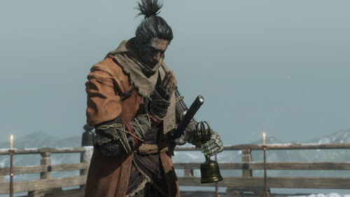 Sekiro Wolf Praying with the Demon Bell PC Wallpaper