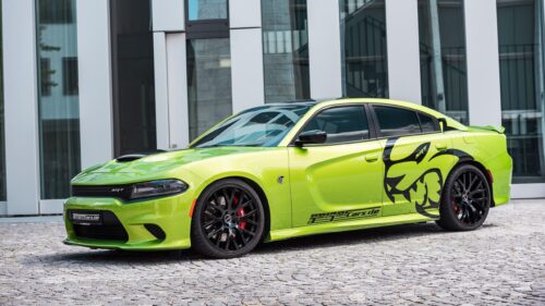 Neon Green Dodge Charger SRT Hellcat Sports Car Desktop Wallpaper