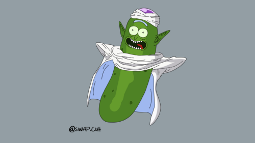 Funny Pickle Rick and Piccolo Mashup Cartoon PC Wallpaper