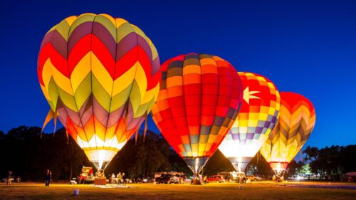 Vibrant Colorful Hot Air Balloons Night Glow Festival 4K Wallpaper