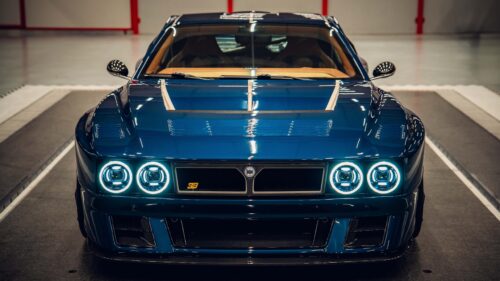 Stunning Blue Lancia Delta Futurista Restomod Front View 4K Wallpaper