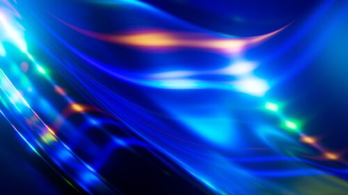 Abstract Blue Light Waves and Glowing Neon Streaks PC Wallpaper