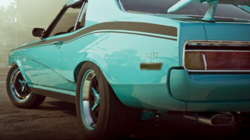 Stunning Teal Vintage Sirius Muscle Car Rear View 4K PC Wallpaper