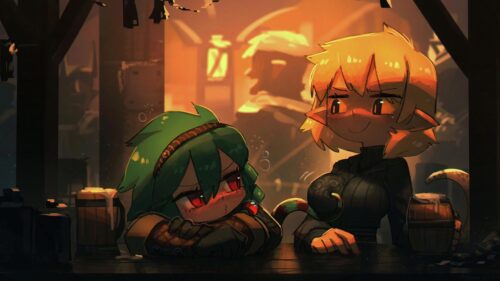 Chibi Fantasy Tavern Anime Girls Desktop Wallpaper