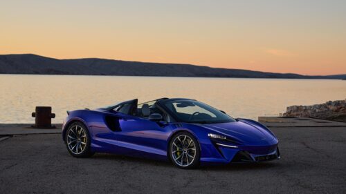 Stunning Blue McLaren Artura Spider at Sunset 4K PC Wallpaper