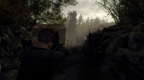 Leon Kennedy Facing the Village in Resident Evil 4 Remake PC Wallpaper