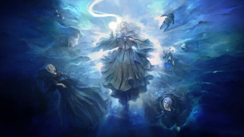 Ethereal Anime Goddess Floating in Celestial Void 4K Wallpaper