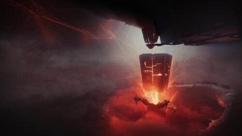 Mysterious Floating Sci-Fi Monolith with Glowing Red Energy 4K Wallpaper