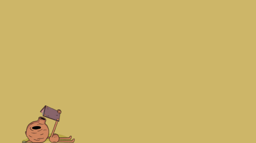 Minimalist Cute Character Reading a Book Gold Background PC Wallpaper