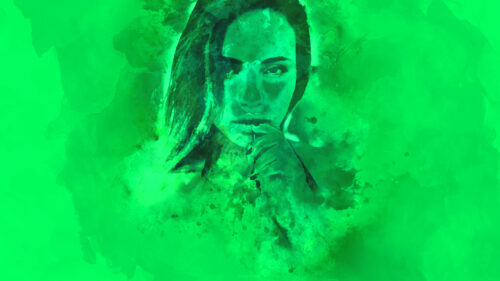 Stunning Green Watercolor Portrait of a Woman Artistic 4K Desktop Wallpaper